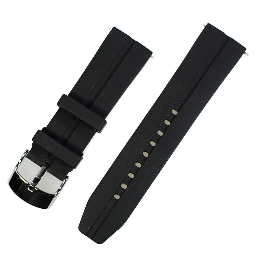 [Australia] - Pantor Watch Bands - Soft Silicone watch straps and Stainless Steel Interchangeable Watch Band Straps,Choose Color & Width -24mm,22mm,20mm,18mm Silky Soft Rubber Watch Bands black 24mm 