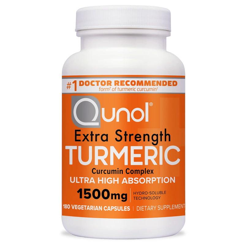 [Australia] - Turmeric Curcumin Capsules, Qunol 1500mg Extra Strength Supplement, Patented Hydro-Soluble Technology, Alternative to Turmeric Curcumin with Black Pepper, 180 Veggie Capsules 180 Count (Pack of 1) 