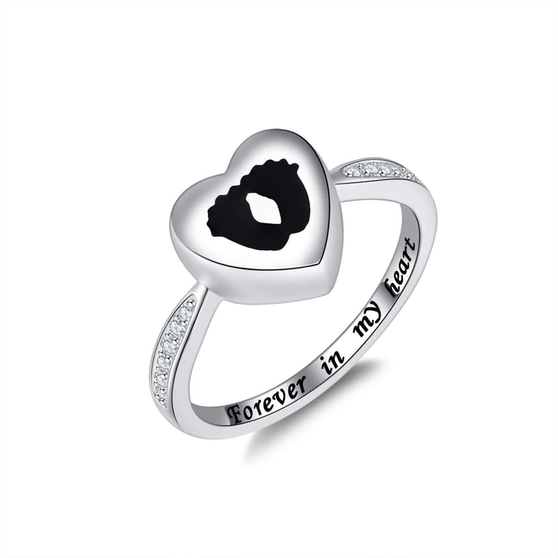 [Australia] - Miscarriage Urn Ring 925 Sterling Silver Cremation Baby Feet Memorial Ring Jewelry Gift for Loss Infant Child Cremation Ashes Ring 5 