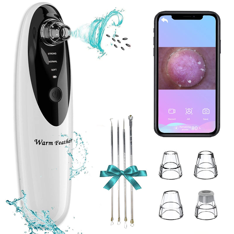 [Australia] - Pore Vacuum with Camera - Warm Feather 1080P HD Blackhead Remover with 3 Suction Power and 4 Professional Probes,USB Rechargeable blackhead extractor for Women Men 