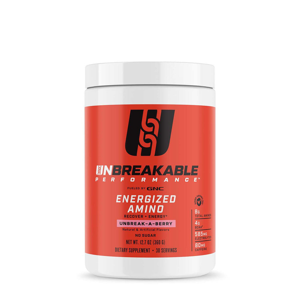 [Australia] - GNC Unbreakable Performance Energized Amino | Recover + Energy, No Sugar, Banned Substance Free | Unbreak-A-Berry | 30 Servings Unbreak A Berry 