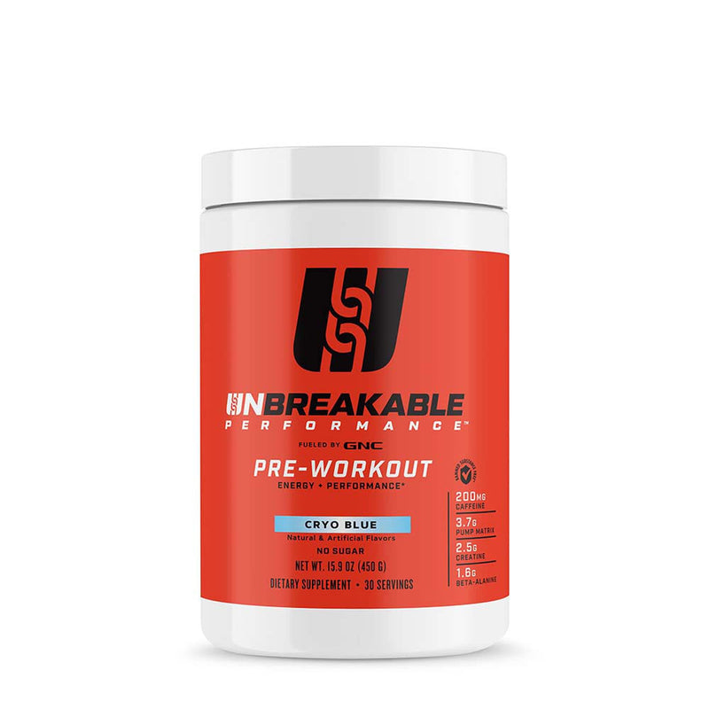 [Australia] - GNC Unbreakable Performance Pre-Workout | Energy+ Performance, Banned Substance Free | Cryo Blue | 30 Servings 