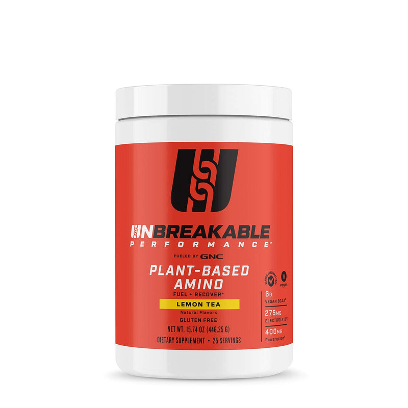 [Australia] - GNC Unbreakable Performance Plant-Based Amino | Fuel + Recover, Banned Substance Free | Lemon Tea | 25 Servings 