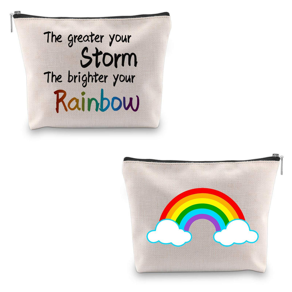 [Australia] - JXGZSO Infertility Awareness Present Rainbow Baby Present for New Mom The Greater Your Storm The Brighter The Rainbow Makeup Bag (Brighter The Rainbow white) Brighter The Rainbow white 