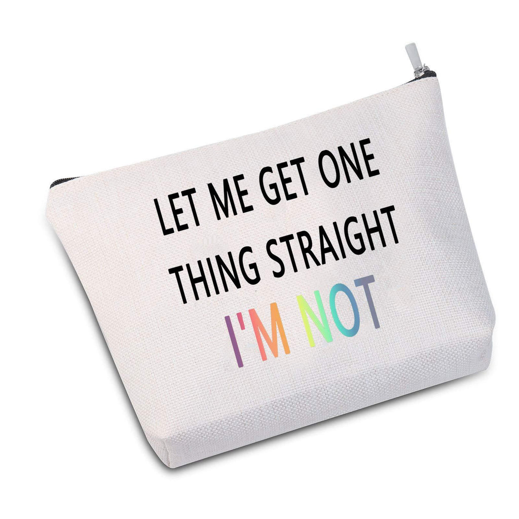 [Australia] - JXGZSO LGBT Make Up Bag Let Me Get One Thing Straight I'm Not Rainbow Cosmetic Bag Equality Gift Gay Pride Gift (One Thing Straight white) One Thing Straight white 
