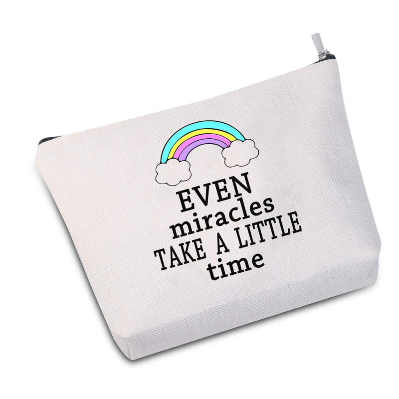 [Australia] - JXGZSO Infertility Awareness Present Rainbow Baby Present for New Mom Even Miracles Take a Little Time Makeup Bag (Even Miracles white) Even Miracles white 