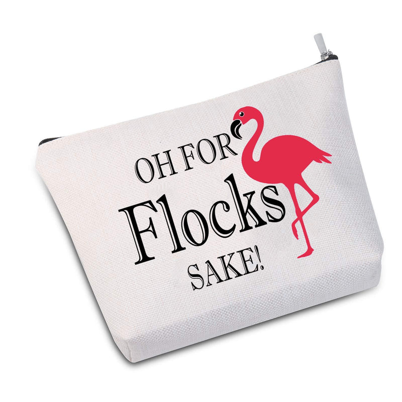 [Australia] - JXGZSO Flamingo Makeup Bag Flamingo Lover Gift Oh for Flocks Sake Cosmetic Bag Pink Flamingo Gift for Flamingo Fans (for Flocks Sake white) for Flocks Sake white 