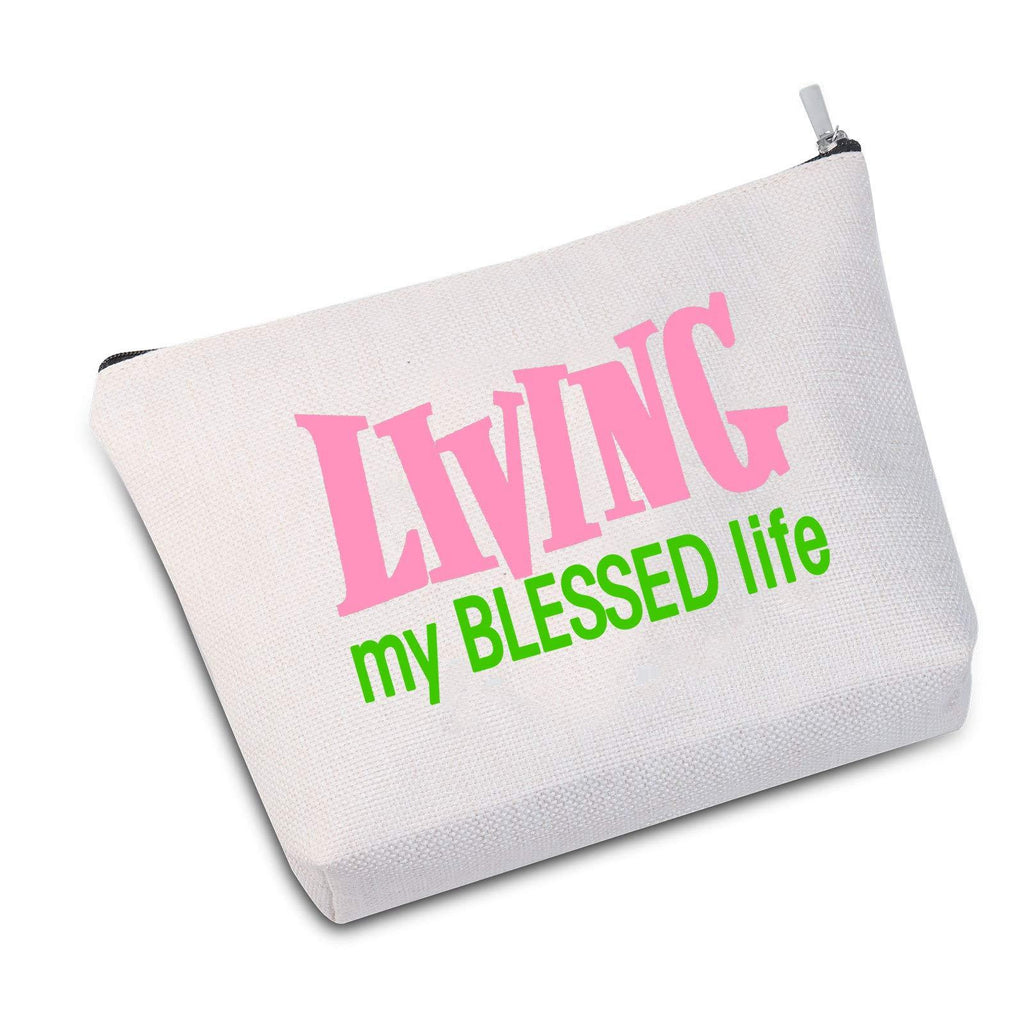 [Australia] - JXGZSO Pink and Green Living My Blessed Life Make Up Bag Graduation Gift For Sorority Sister (Living My Blessed Life) 
