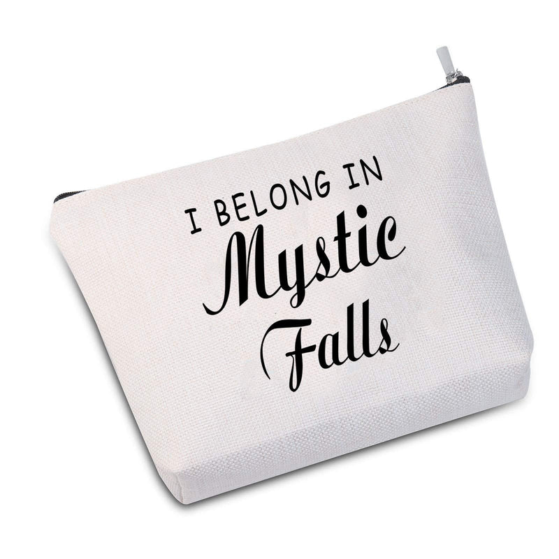 [Australia] - JXGZSO The Vampire Diaries Inspired Gift Vampire Diaries Fans Present I Belong In Mystic Falls Makeup Bag (Mystic Falls white) Mystic Falls white 