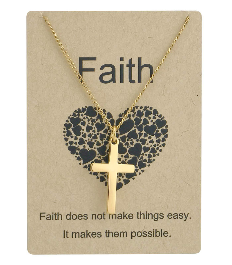 [Australia] - XOYOYZU Tiny Faith Cross Necklace for Women Simple Cross Necklaces Pendant Religious Jewelry Gifts for Women Girl Gold 14inch 