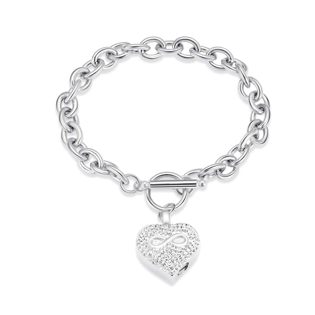 [Australia] - zeqingjw Cremation Bracelet for Ashes Stainless Steel - Infinity Heart Urn Bangles for Pet/Human Ashes - Memorial Keepsake Ash Jewelry Silver 