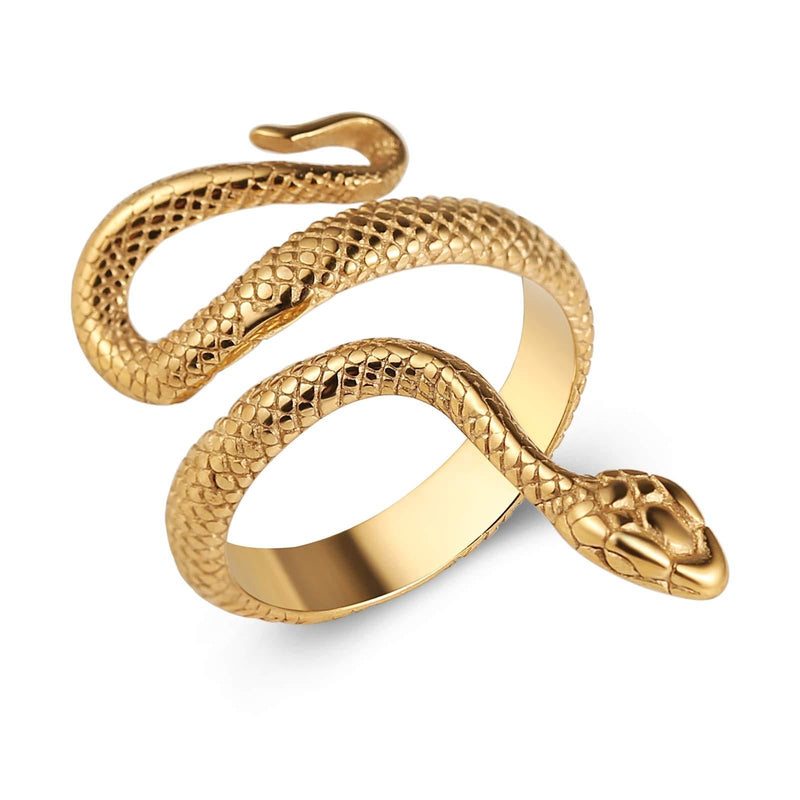 [Australia] - HZMAN Snake Ring Men Women Gothic Jewelry Retro Animal Fashion Personality Stainless Steel Ring Gold 6 