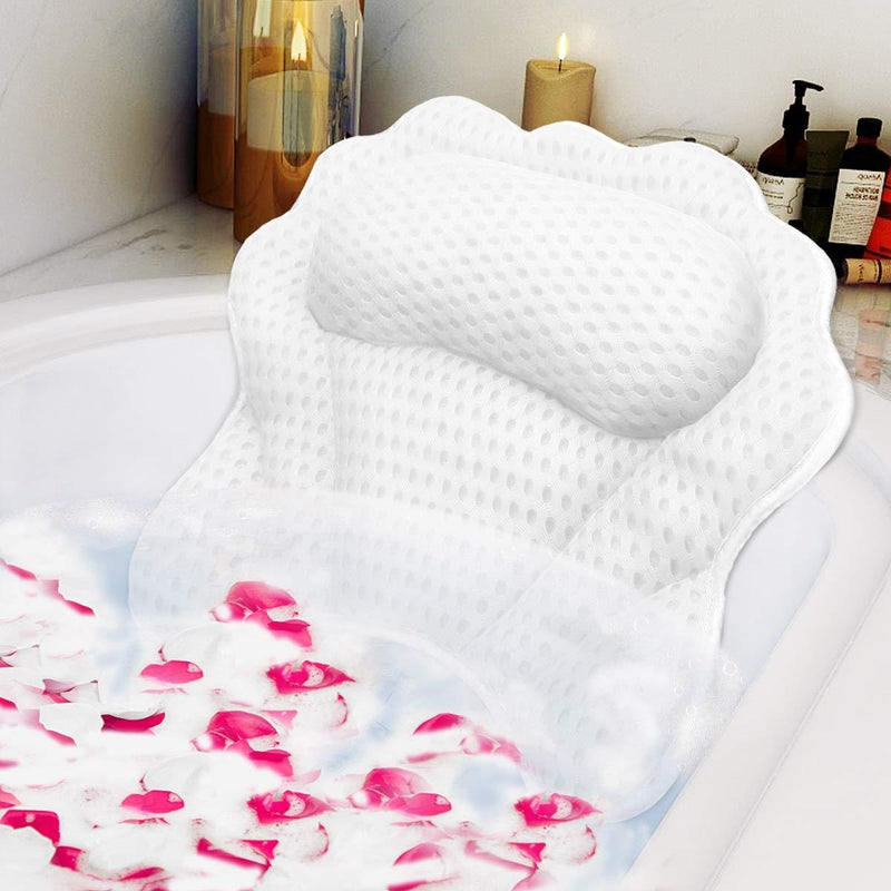 [Australia] - Bath Pillow RUVINCE Ergonomic Luxury bathtub pillow with head,Neck, Shoulder and back support, 4D bath pillows for tub with 6 Powerful Suction Cups, Fits all Bathtub, Spa Tub, Hot Jacuzzi 2T 