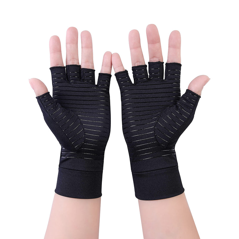 [Australia] - 2 Pairs Copper Arthritis Gloves Compression Gloves Women Men Relieve Hand Pain Swelling and Carpal Tunnel Medium 