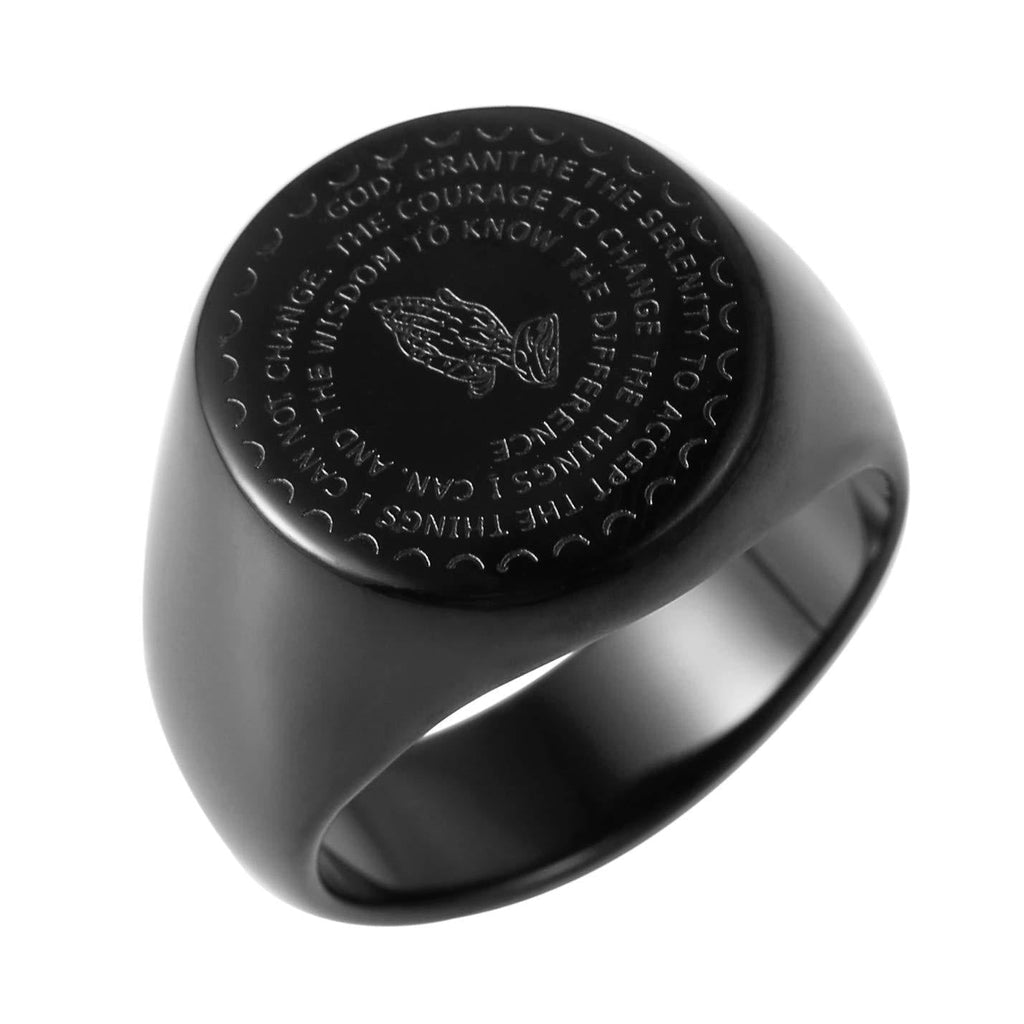 [Australia] - HZMAN Bible Verse Prayer Rings Christian Jewelry Silver/Gold Stainless Steel Praying Hands Bands Black 6 