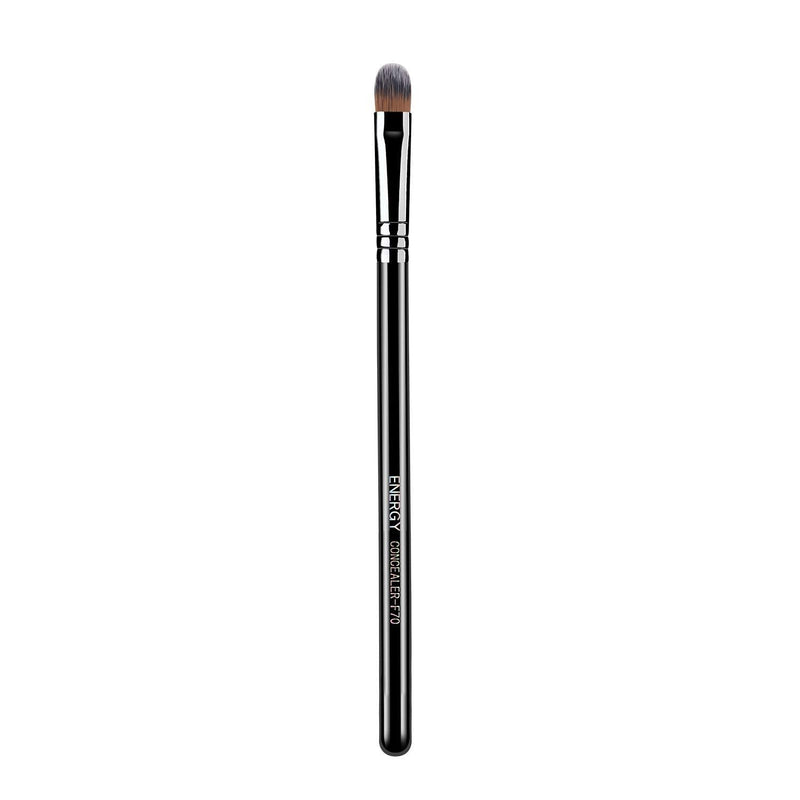 [Australia] - ENERGY Concealer Makeup Brush F70 Under Eye Small Flat Tapered Synthetic Bristle for Precision Color Corrector Concealing Eyes and Brow with Cream Liquid Makeup Tool Black 