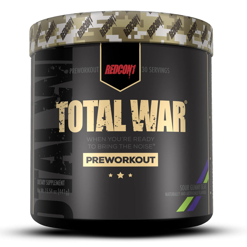 [Australia] - Redcon1 Total War - Pre Workout, 30 Servings, (Sour Gummy Bear) Boost Energy, Increase Endurance and Focus, Beta-Alanine, 350mg Caffeine, Citrulline Malate, Nitric Oxide Booster - Keto Friendly Sour Gummy Bear 30 Servings (Pack of 1) 