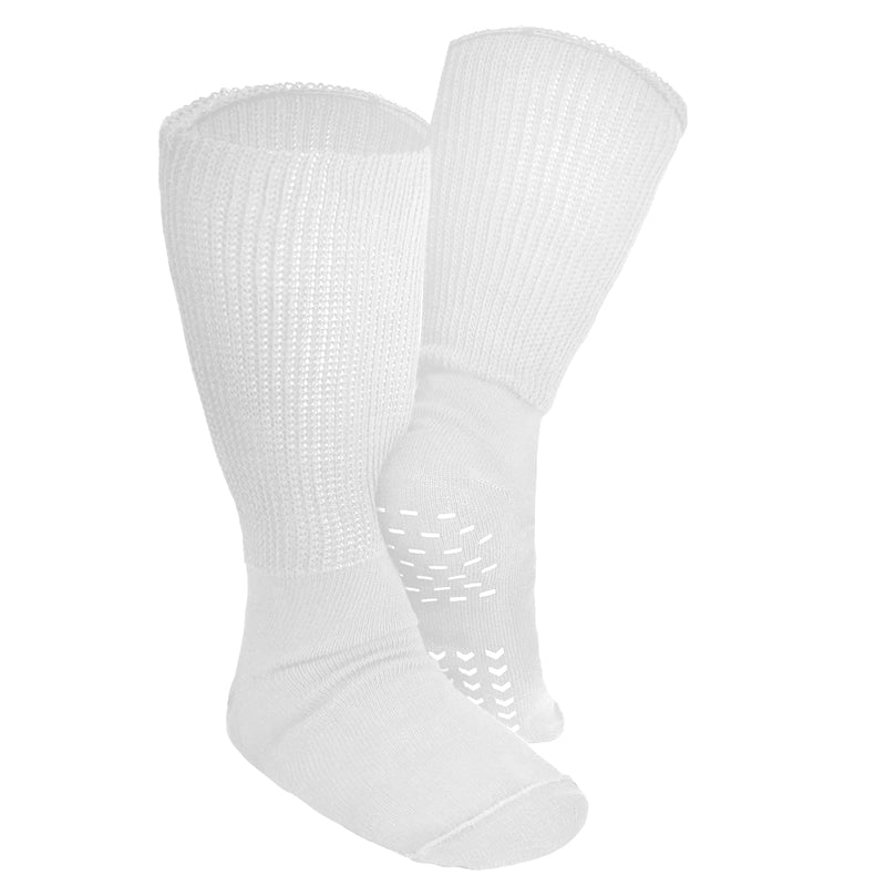 [Australia] - 2 PACK Extra Wide Socks with Non Slip Grips for Swollen Feet and Calves. Perfect Diabetics Socks, Hospital Socks or Bariatric Socks and works great as a Cast Sock. Calf Length Men and Women. Unisex. 