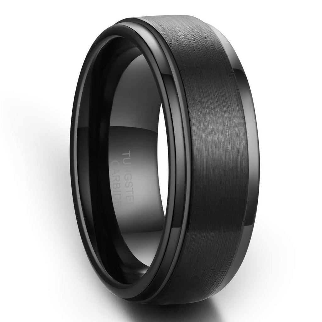 [Australia] - Zoesky 8mm Tungsten Carbide Ring for Men High Polish Matte Finish Wedding Band Comfort Fit Silver Black 6 