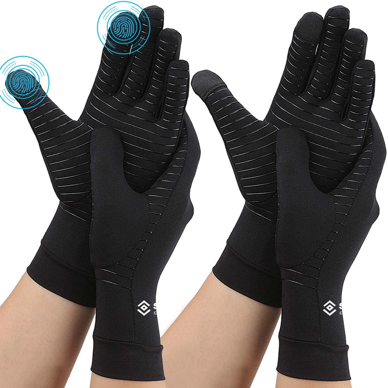 [Australia] - 2 Pairs Copper Compression Full Finger Arthritis Gloves ,Copper Arthritis Glove with Touch Screen Fingers for Men & Women Medium (2 Pair) 