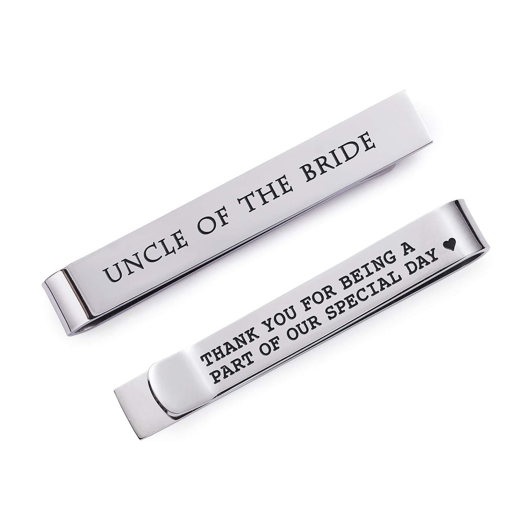 [Australia] - Uncle of The Bride Tie Clip Stainless Steel Tie Bar Thank You for Being A Part of Our Sepcial Day Wedding Family Reunion Gift Best Uncle Ever Uncle of the Bride 