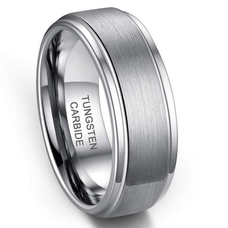 [Australia] - Zoesky 8mm Tungsten Carbide Ring for Men High Polish Matte Finish Wedding Band Comfort Fit Silver 6 