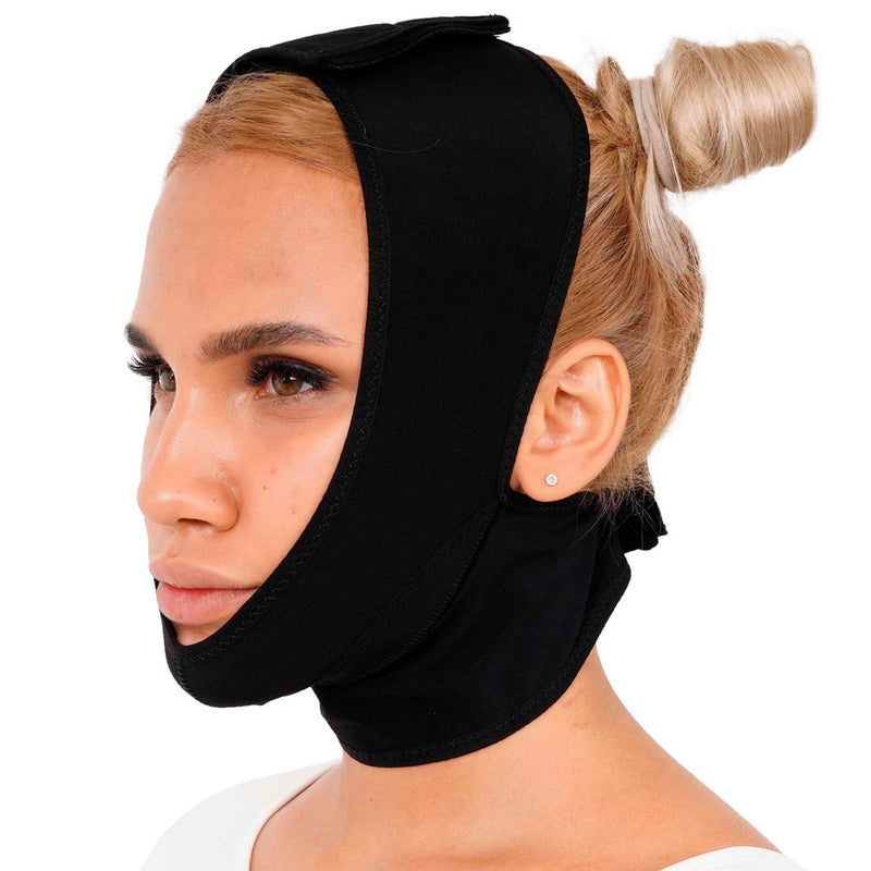 [Australia] - Chin Compression Garment After Liposuction Surgery, Neck Cover Strap Bandage Black Small (Pack of 1) 