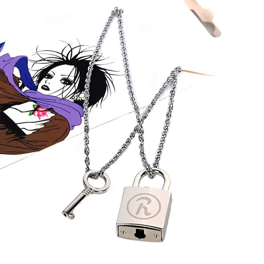 [Australia] - JCvCX 2 in 1 Anime NANA Oosaki Nana Honjo Ren Cosplay Lock Key Couple Necklace Openable Long Chain Punk Necklace 50cm Zinc Alloy Lovers Necklace 