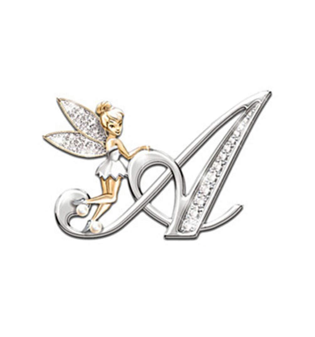 [Australia] - YOUYUZU Initial Letter Brooch Pins Rhinestone Crystal Elf Angel Collar Pins Brooches For Girls Women Accessories A 