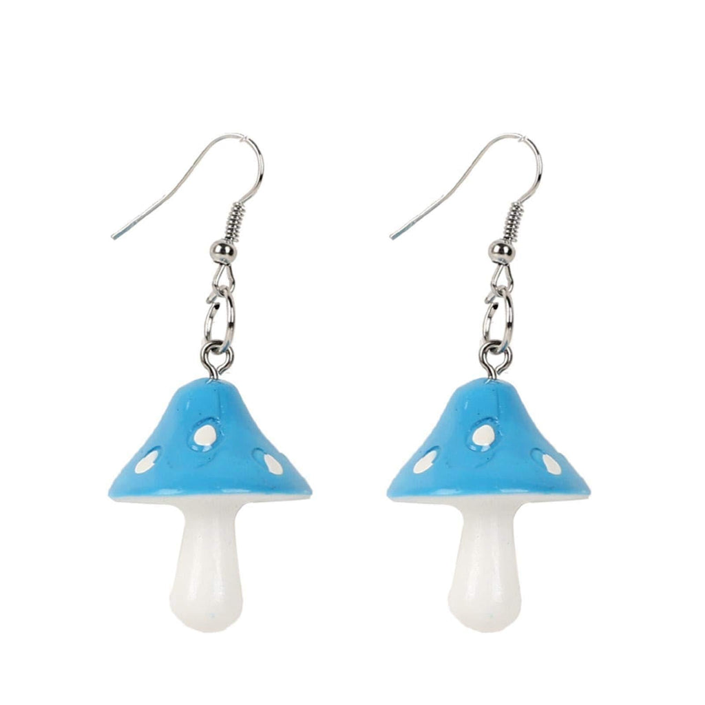 [Australia] - Handmade Colorful Mushroom Shape Dangle Earrings Sweet Fresh Chic Charm Mushroom Pendant Drop Earrings for Women Girls Funny Simulation Mushroom Food Earrings Jewelry blue 