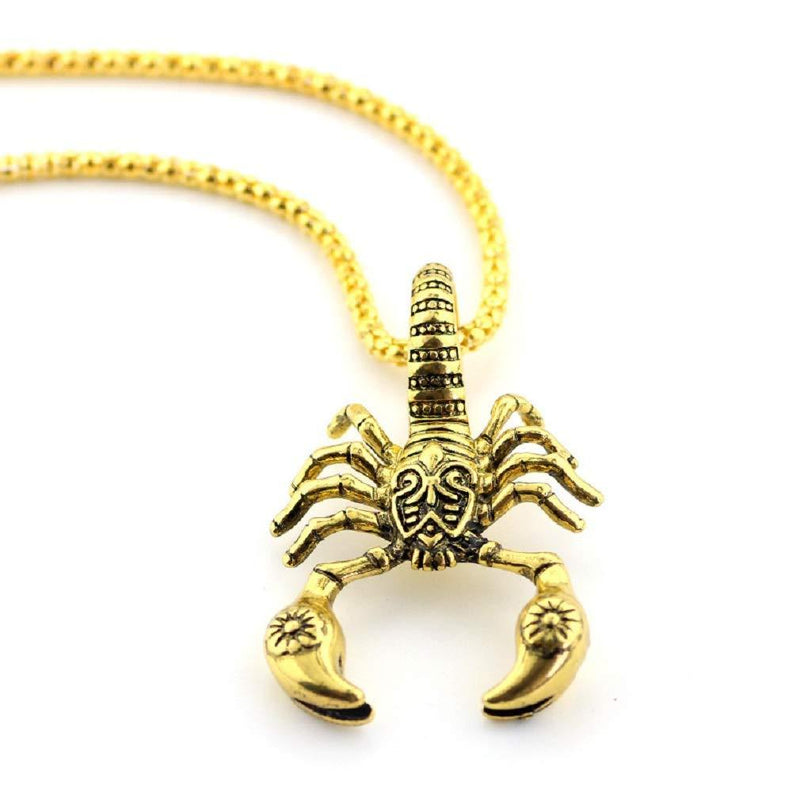 [Australia] - Scorpion Pendant Necklace for Men, Gothic Scorpion King Necklace with 23.6” Chain, Punk Rock Scorpion Amulet Necklace, Scorpio Necklace, Constellation Jewelry Gift for Men Boys Gold 