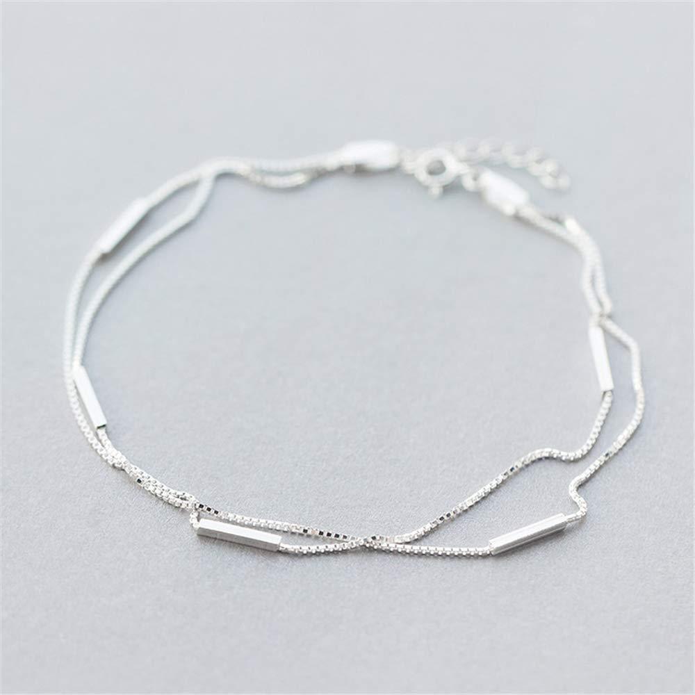 [Australia] - kelistom 925 Sterling Silver Ankle Bracelets for Women Teen Girls, Satellite, Infinity, Star, Heart, Beaded, Round, Layered Minimalist Anklet Foot Jewelry with Extension A-two layers chain 