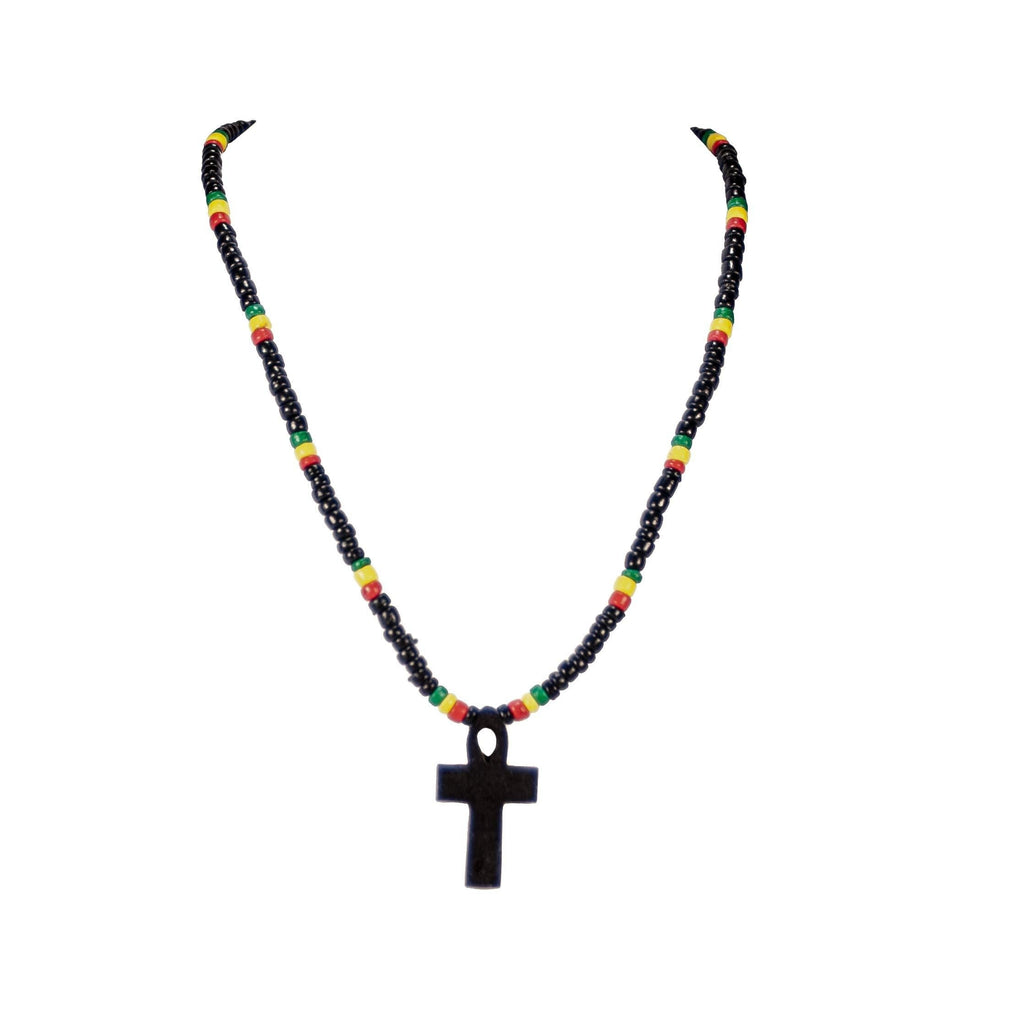 [Australia] - BlueRica Ankh Pendant Necklace Black Rasta Ankh 20" 