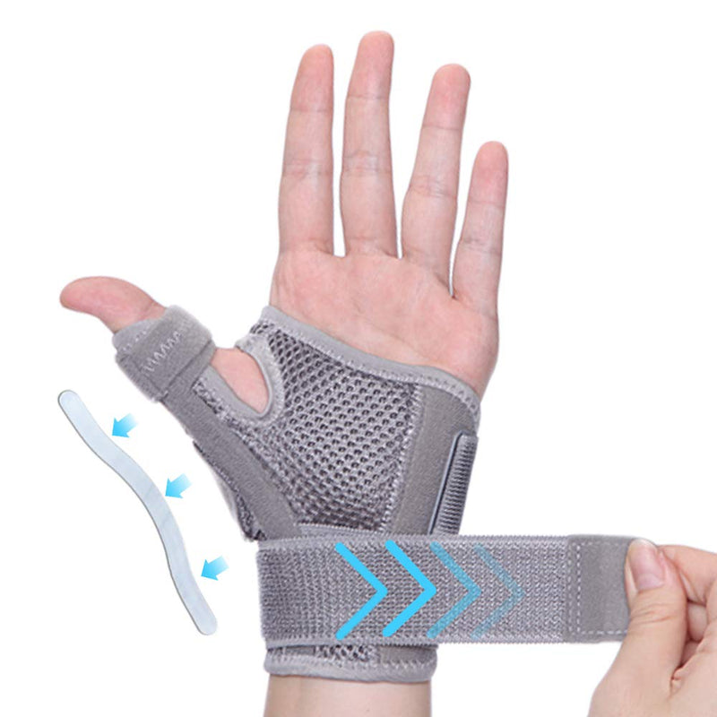 [Australia] - INFILAR Thumb Splint with Wrist Brace - Thumb Support Brace for Wrist Hand Thumb Stabilizer Fits Both Right Left Hand for Men and Women, Gray 1 PC(Gray) One Size 
