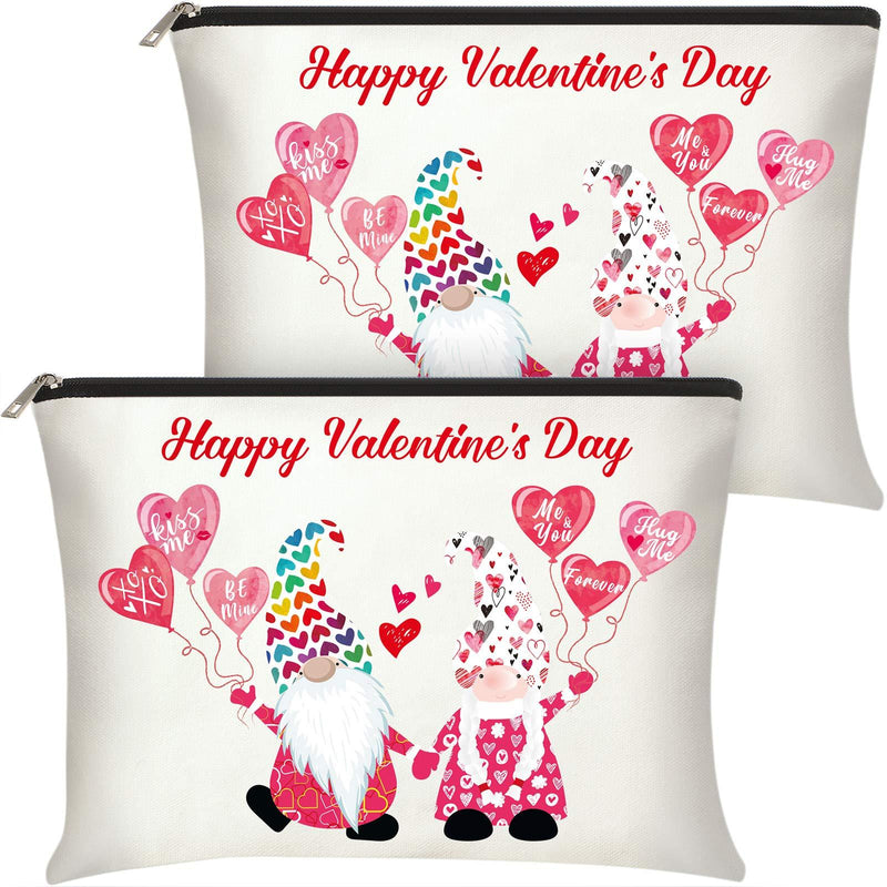 [Australia] - 2 Pieces Valentines Gnome Makeup Bag, Wife Cosmetic Bag from Husband, Love Words Design Travel Bags, Valentine's Day Birthday Anniversary Presents for Girlfriend, Wife, Women 