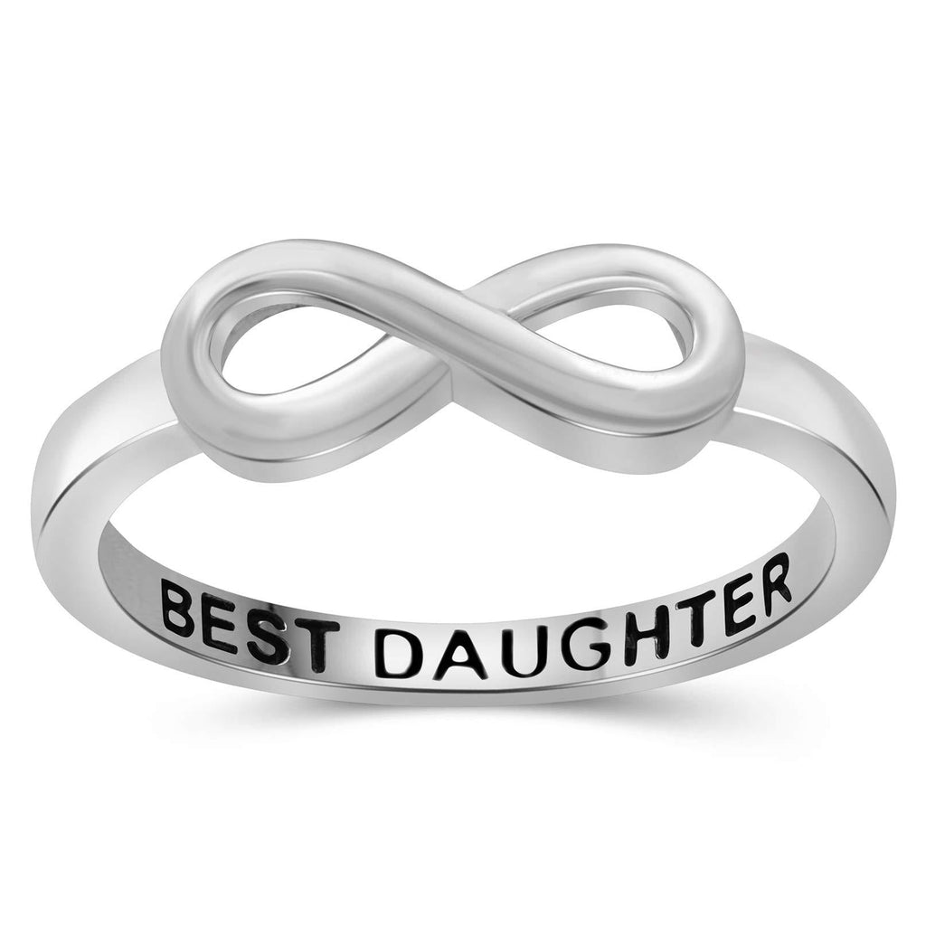 [Australia] - JEWELEXCESS Sterling Silver Infinity Friendship Ring for Women | Personalized Sisters, Best Friends, Engagement, Wedding, Promise Eternity Knot Symbol Band silver - best daughter 5 