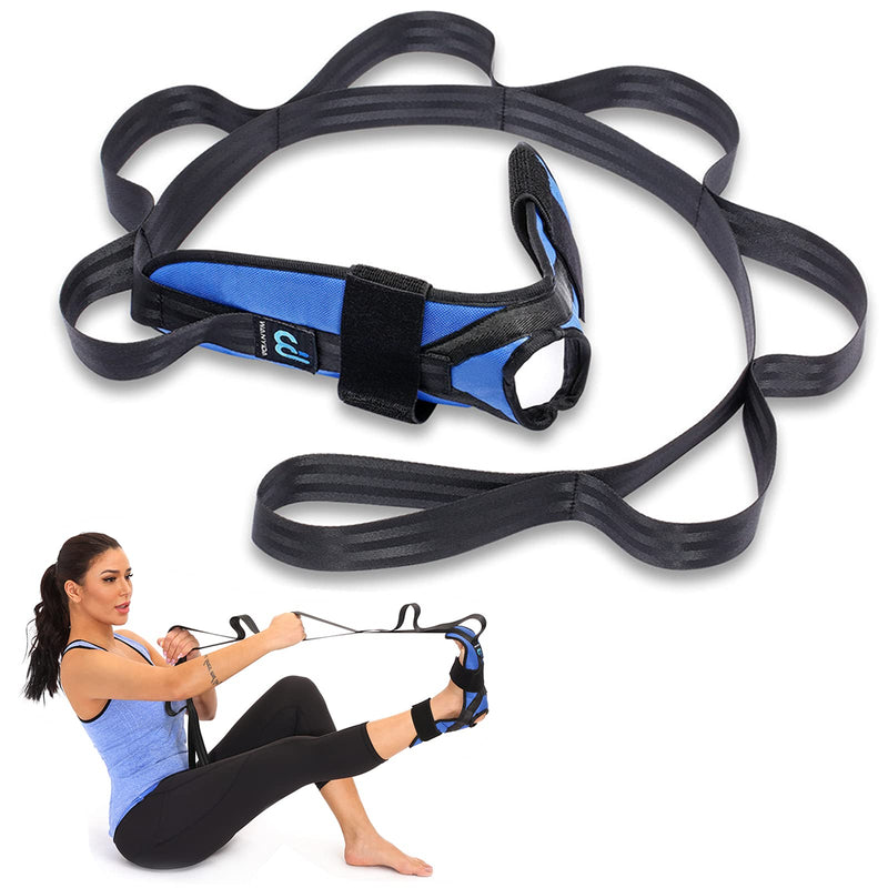 [Australia] - Foot and Calf Stretcher for Plantar Fasciitis, Achilles Tendonitis, Heel Spurs, Drop Foot. Yoga Stretching Strap for Leg, Thigh and Hamstring (Blue) Blue 