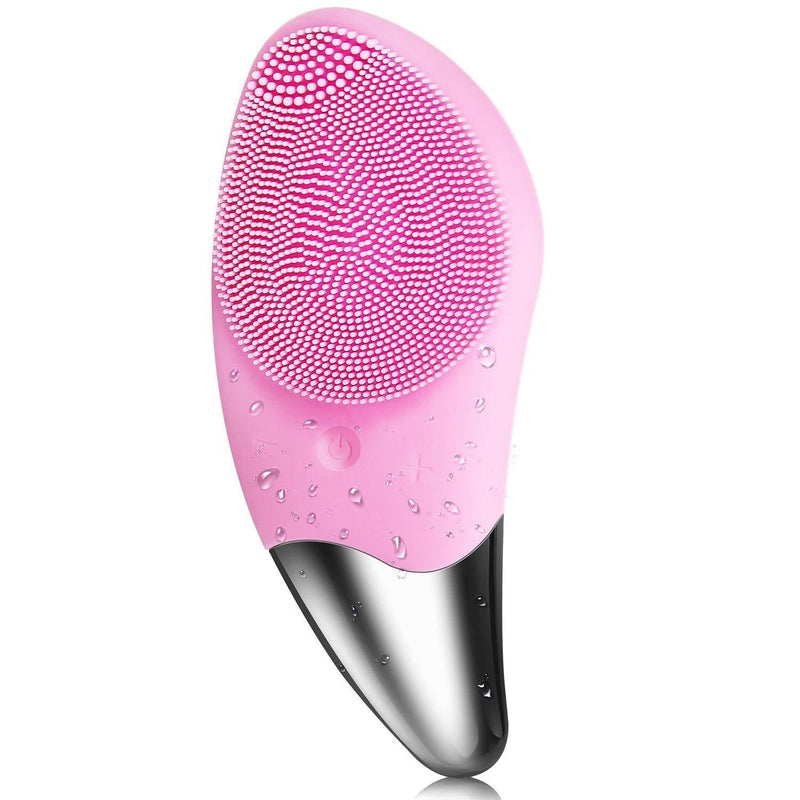 [Australia] - Sonic Facial Cleansing Brush, Electric Silicone Face Brush and Massager, Waterproof Silicone Face Scrubber for Deep Cleansing, Exfoliating, Blackhead Removing, Rechargeable,Pink A-Pink 