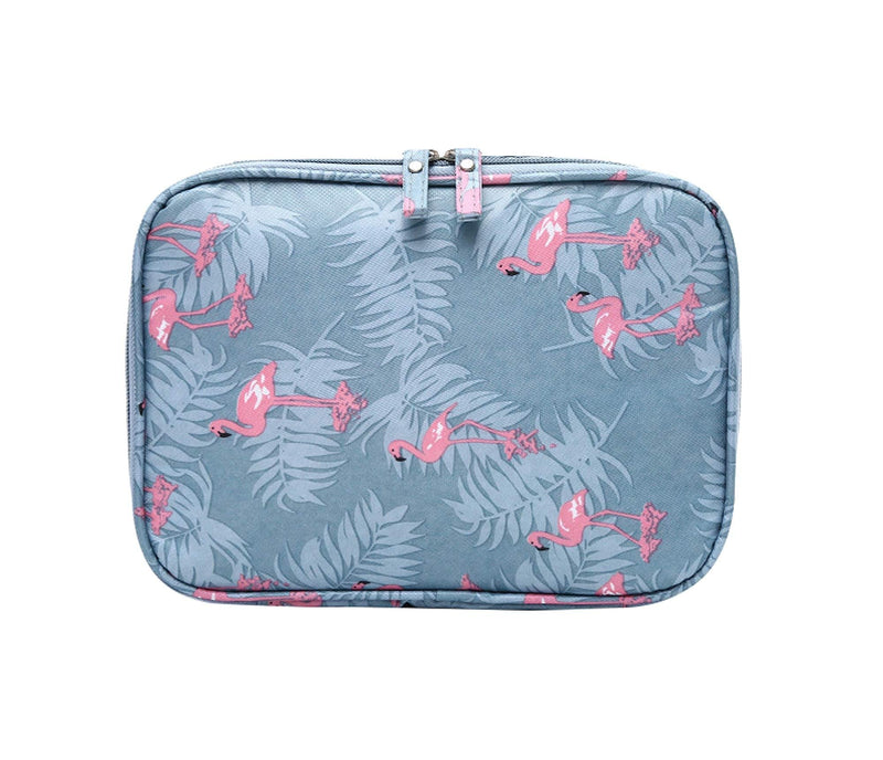 [Australia] - Travel Cosmetic Bag Large Makeup Bag Cosmetic Case Organizer for Women Girls (Blue-Flamingo) Blue-Flamingo 