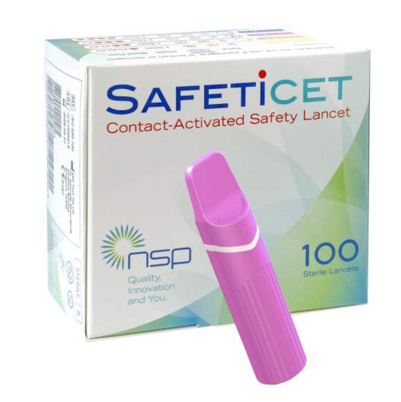 [Australia] - Contact-Activated Safety Lancet Pink 100 Units. Needle Size 21G. Penetration Depth 2.20 mm. Volume: Medium Pink - Penetration 2.20 Mm.medium Volume. 21g 