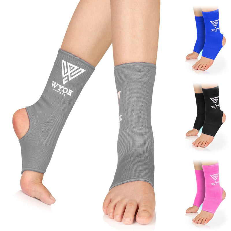 [Australia] - WYOX Ankle Wraps Support Boxing Gear for Men Women Muay Thai Ankle Support Kickboxing Wraps Gym Ankle Support (Pair) Grey L / XL (Women 7.0 - 10.5/ Men 6.0 - 9.5) 