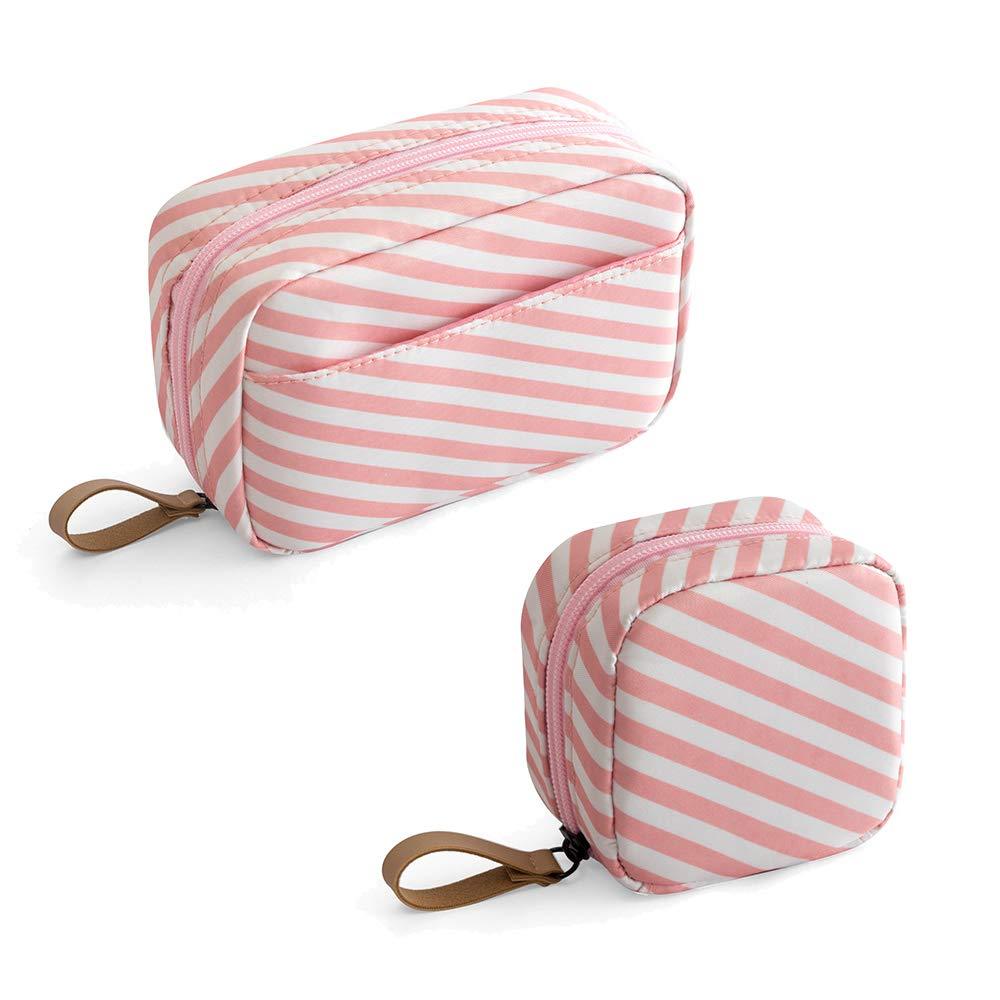 [Australia] - Makeup Bag Cosmetic Bag for Women Toiletry Bag Pouch Purse Waterproof Accessories Organizer 2pc (Pink) Pink 
