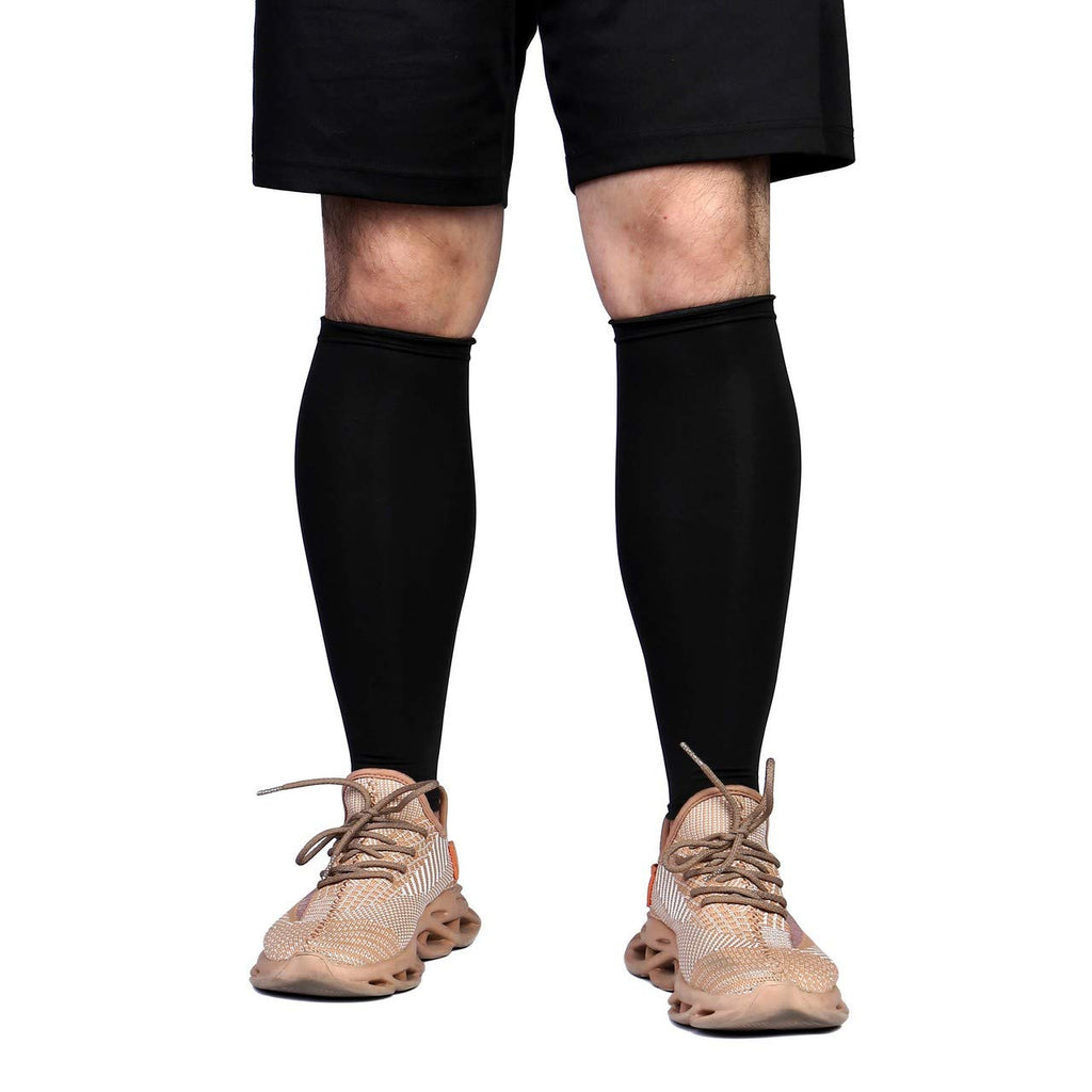 [Australia] - FALETO Unisex Calf Compression Sleeves for Running, Sports, Pain Relief Black XL 