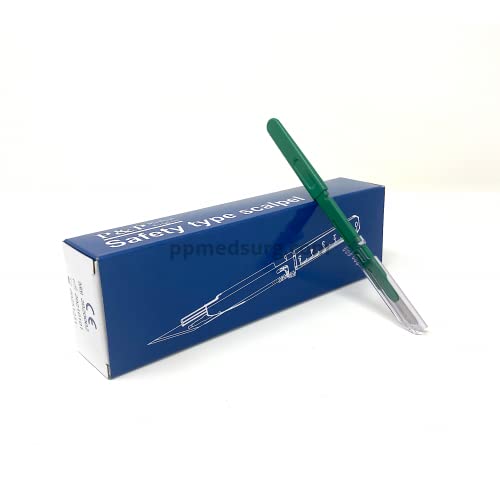 [Australia] - Disposable Safety Scalpels Sterile Surgical Blade Size 10 Stainless Steel with Plastic Handle & Metric Line Individually Foil Wrapped by P&P MEDICAL SURGICAL Box of 10 