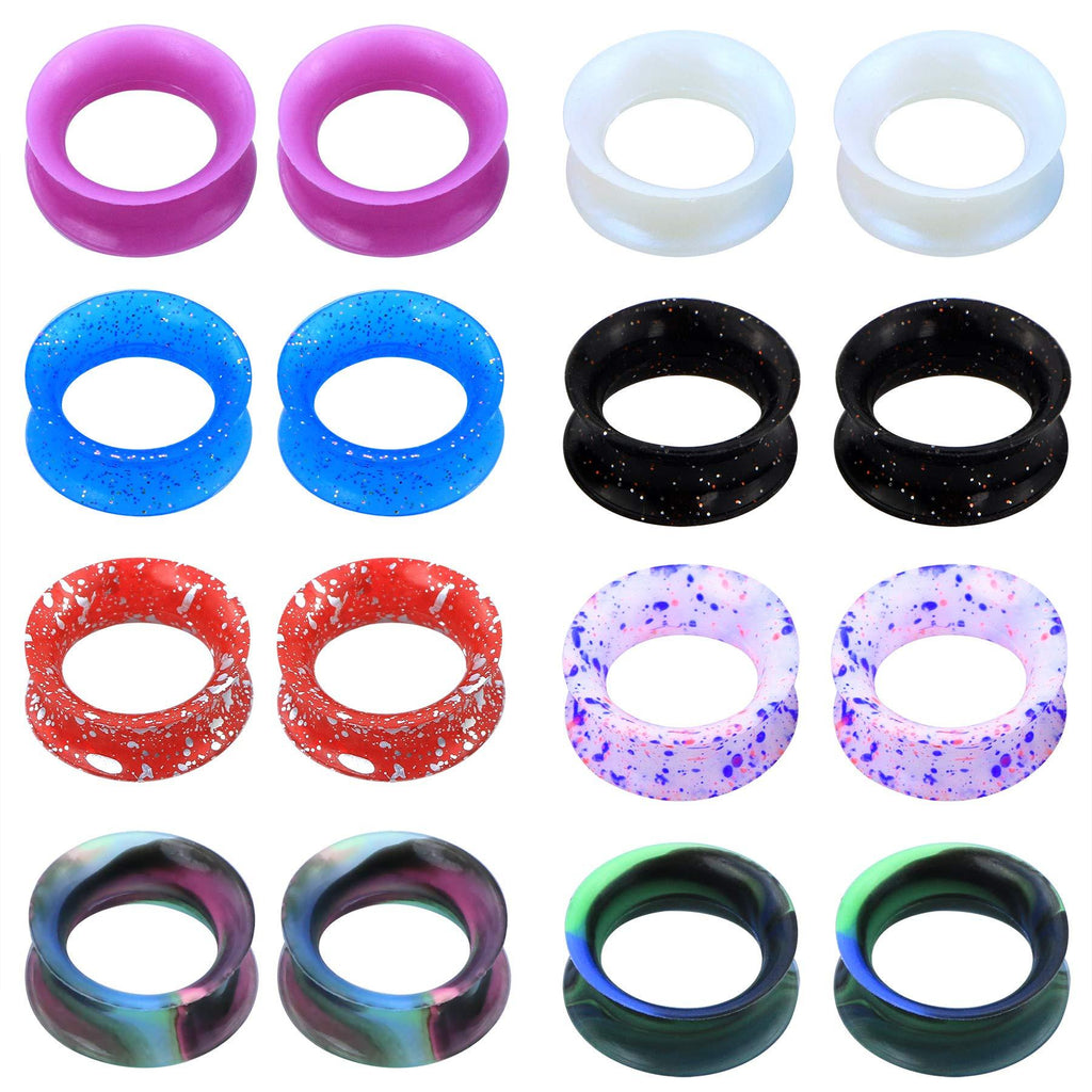 [Australia] - Jewseen Ear Gauges Tunnels 16Pcs Soft Silicone Gauges Flesh Tunnels 6g-1'' Flexible Ear Piercing Jewelry 00g(10mm) 