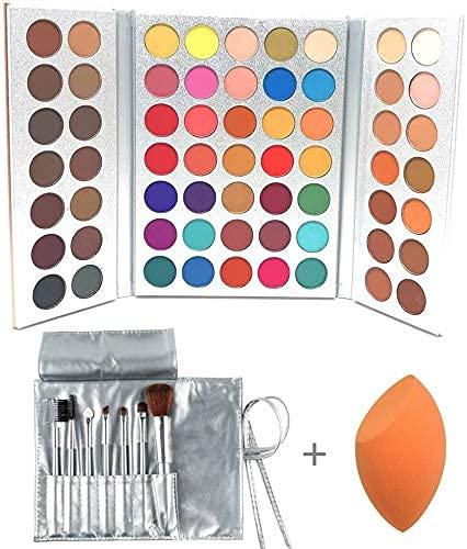 [Australia] - Gorgeous Me Eyeshadow Palette Makeup Pallet + 7 PCS Eye Brushes Makeup Set 63 Colors Shimmer Matte Glitter Metallic Eye Shadow Highly Pigmented All In One Make Up Pallet Long Lasting Waterproof 