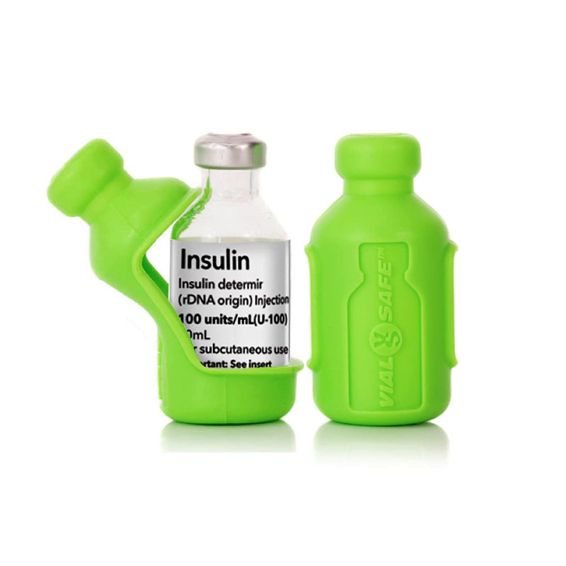 [Australia] - VIAL SAFE Insulin Bottle Protector Case/Sleeve for Diabetes, Never Risk Breaking Your Insulin Vial, Reusable, Durable, Flexible Silicone Protective Sleeve, 2-Pack (Short), Lt. Green 2 Count (Pack of 1) 