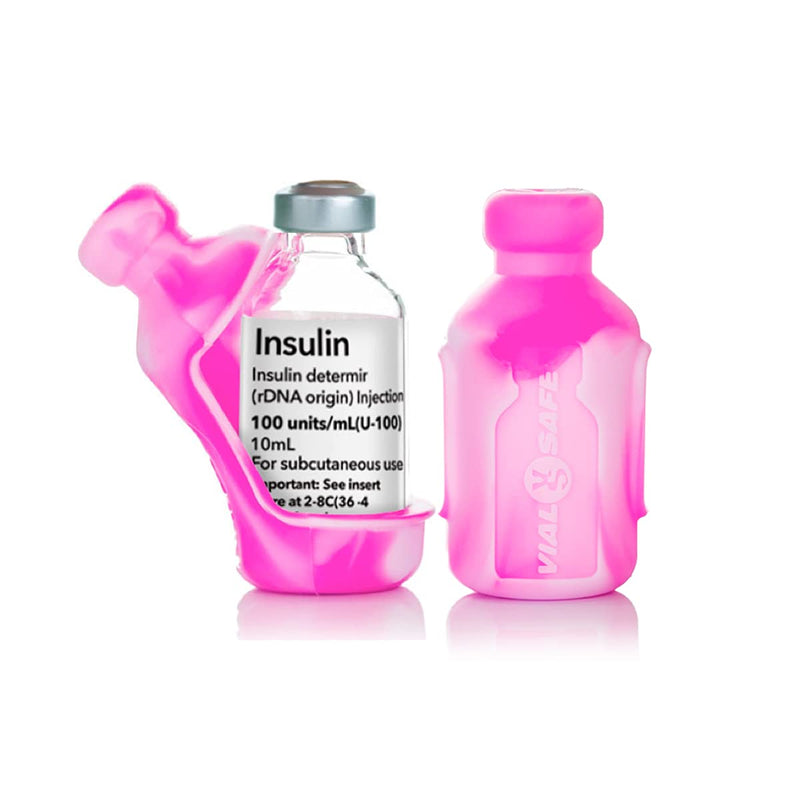 [Australia] - VIAL SAFE Insulin Bottle Protector Case/Sleeve for Diabetes, Never Risk Breaking Your Insulin Vial, Reusable, Durable, Flexible Silicone Protective Sleeve, 2-Pack (Short), Tie Dye Pink 2-Pack Short 