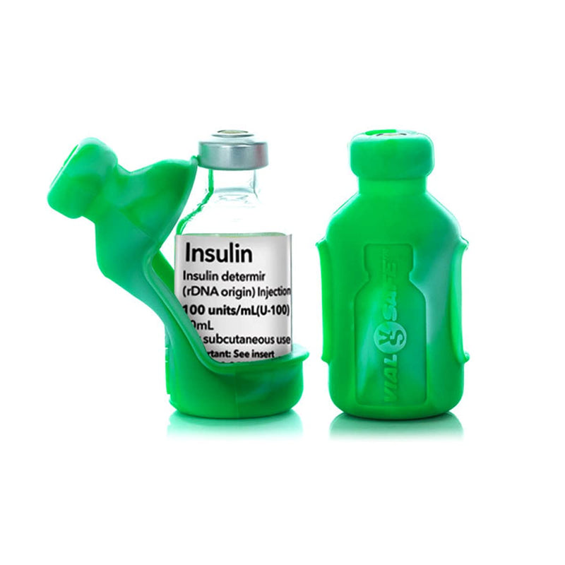[Australia] - VIAL SAFE Insulin Bottle Protector Case/Sleeve for Diabetes, Never Risk Breaking Your Insulin Vial, Reusable, Durable, Flexible Silicone Protective Sleeve, 2-Pack (Short), Tie Dye Green 2 Count (Pack of 1) 