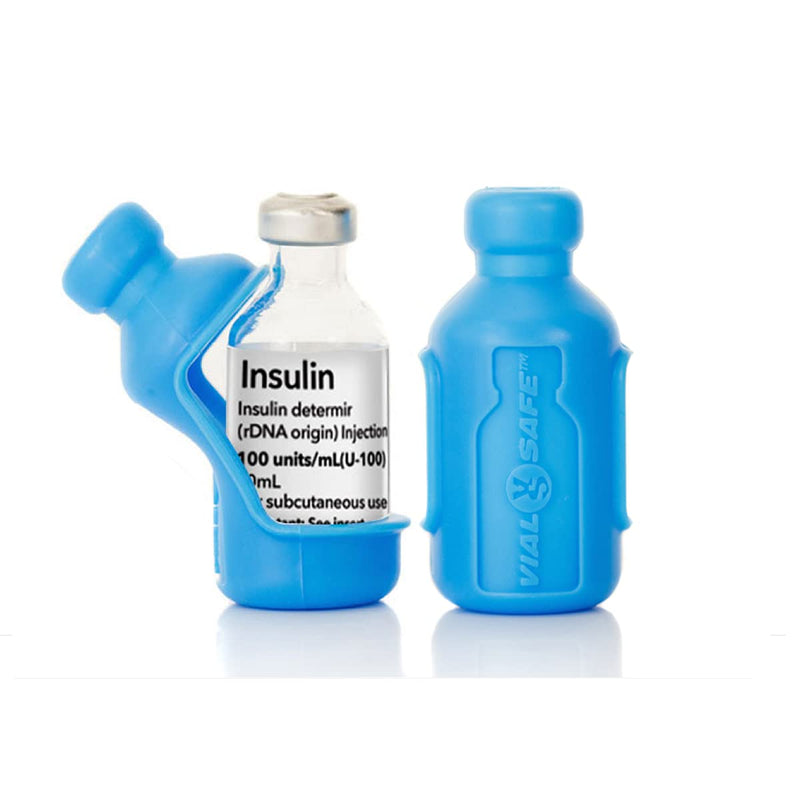 [Australia] - VIAL SAFE Insulin Bottle Protector Case/Sleeve for Diabetes, Never Risk Breaking Your Insulin Vial, Reusable, Durable, Flexible Silicone Protective Sleeve, 2-Pack (Short), Light Blue 2-Pack Short 